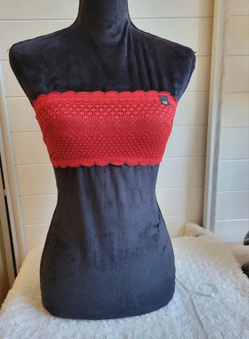 Soutien-gorge Bandeau dentelle rouge Etam