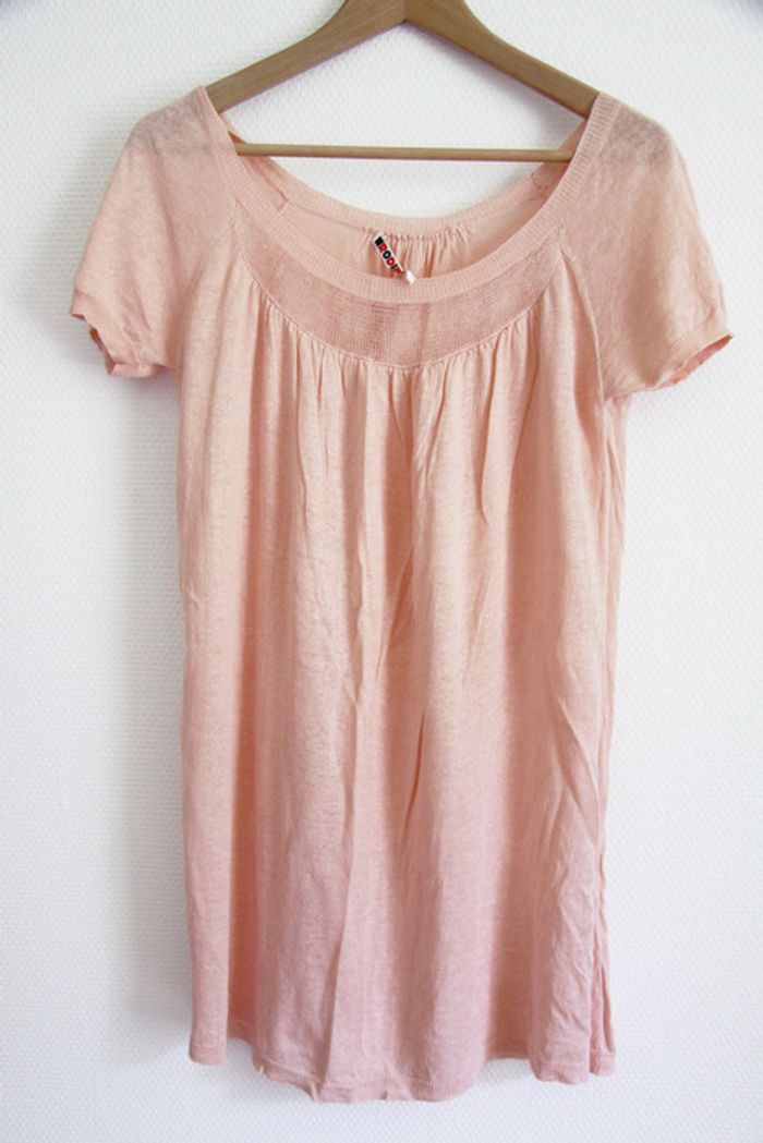 Vintage - robe babydoll rose pastel en 100% lin