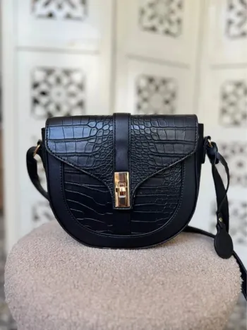 Sac noir bandoulière effet crocodile Manoukian Neuf
