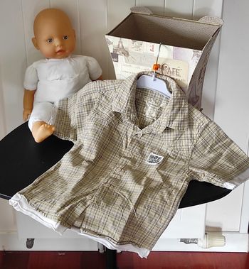 Chemise manches courtes garçon 6 ans – effet t-shirt, motif carreaux