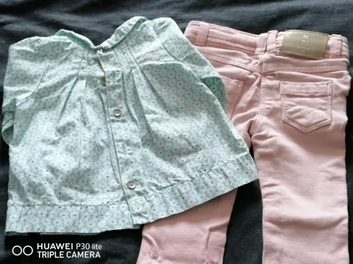 Ensemble Tape à l'œil – 3-6 mois – Rose/turquoise - photo numéro 2