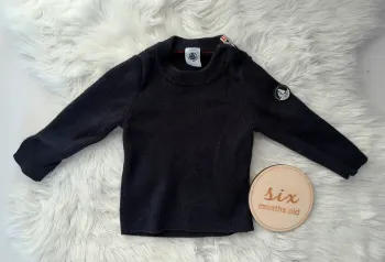 Pull Petit Bateau 6 mois bleu marine