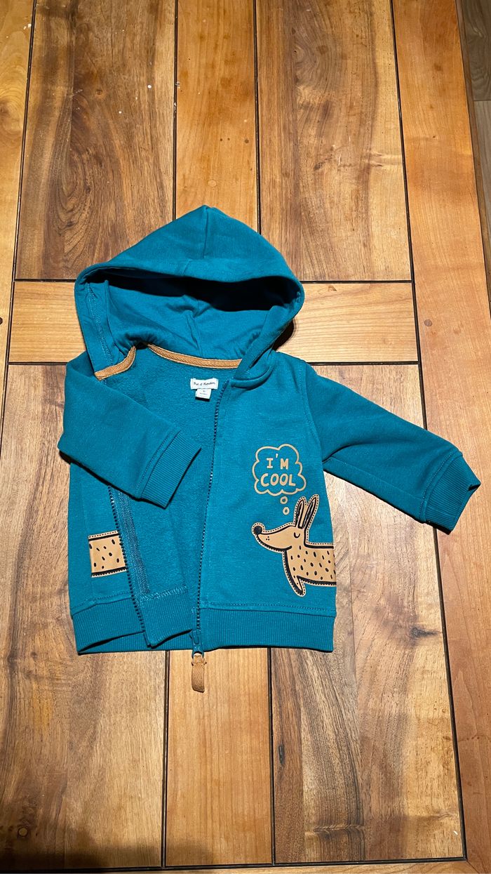 Lot 2 sweat-shirt zippée à capuche bébé - photo numéro 2
