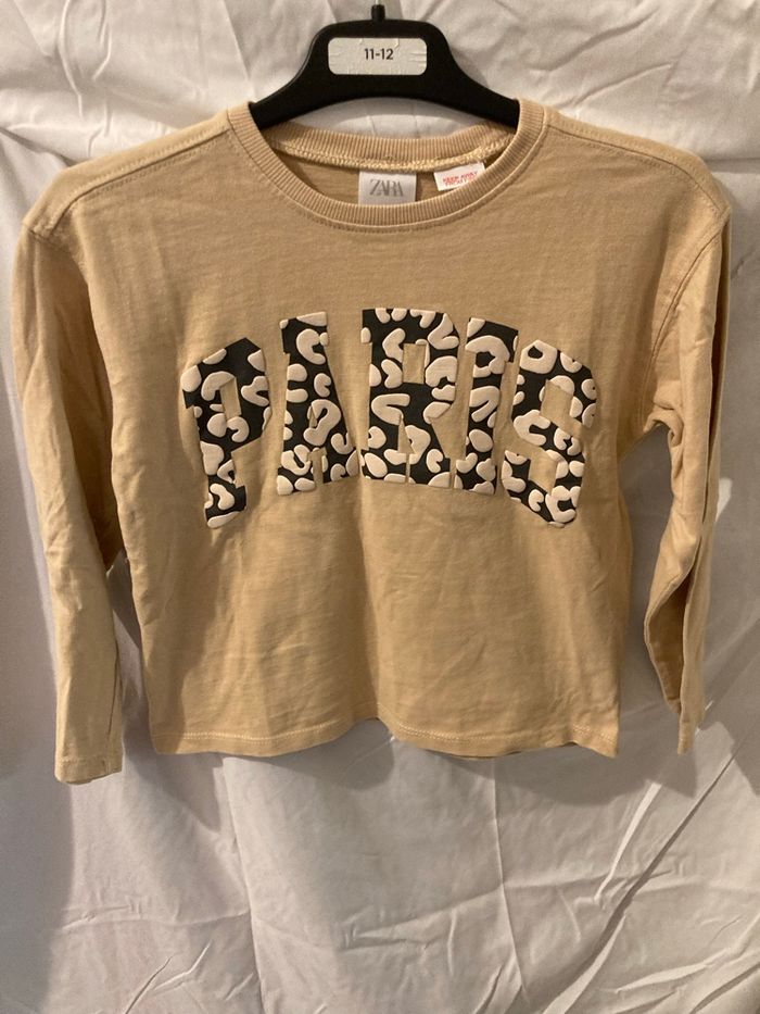Haut ZARA PARIS 5-6 ans – manches longues – beige - photo numéro 3
