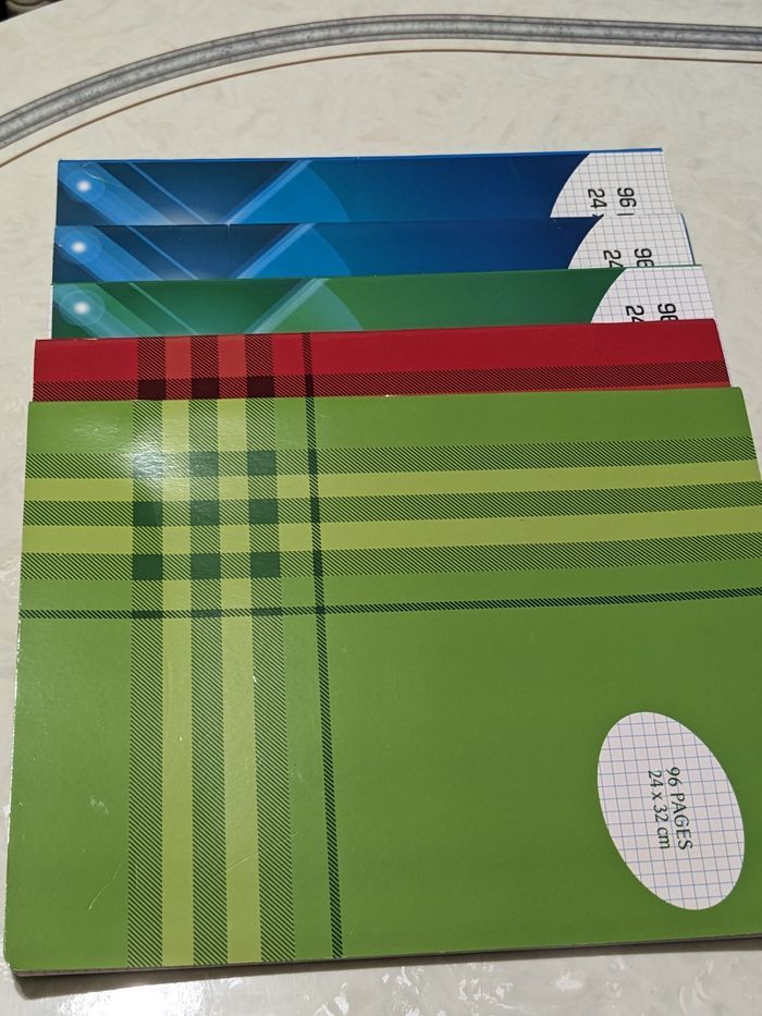 Lot de 5 cahiers à petits carreaux 96 pages. Taille 24x32 - photo numéro 3