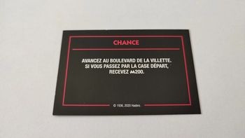 Carte Chance Boulevard de la Villette jeu de société Monopoly mauvais perdants Hasbro Gaming #B77