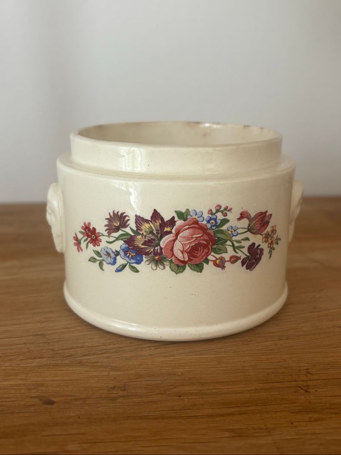 Vintage petit pot bonbonnière motif floral Sarreguemines - photo numéro 3