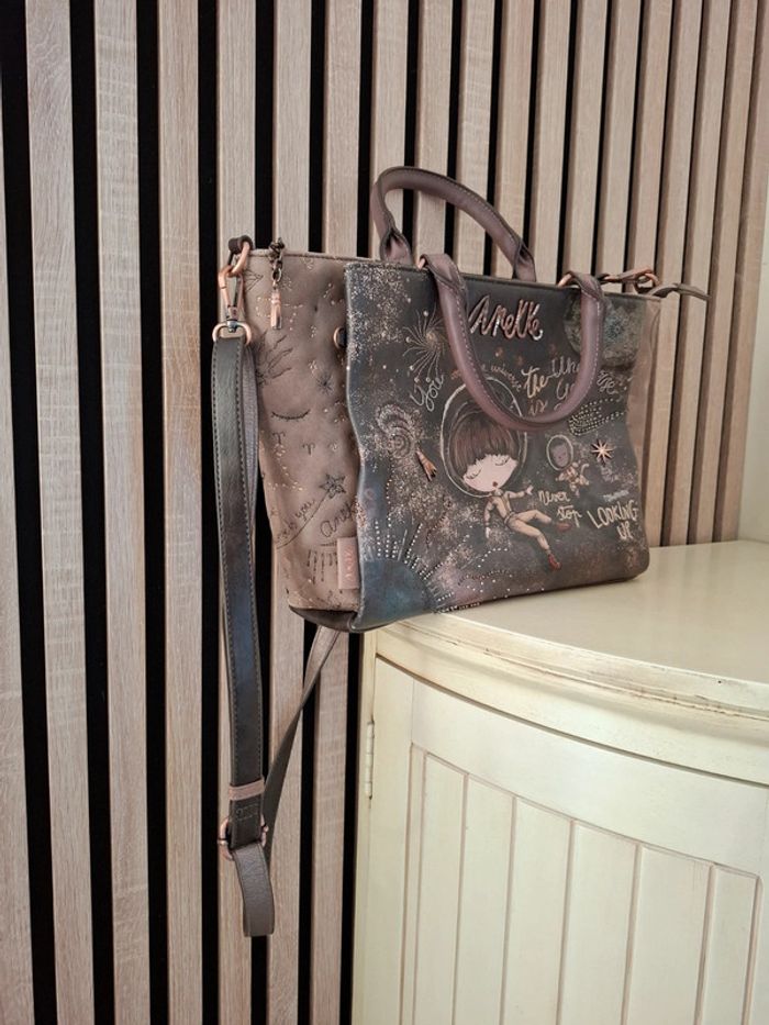 Sac à main et bandoulière Anekke marron theme espace lune spacial - photo numéro 2