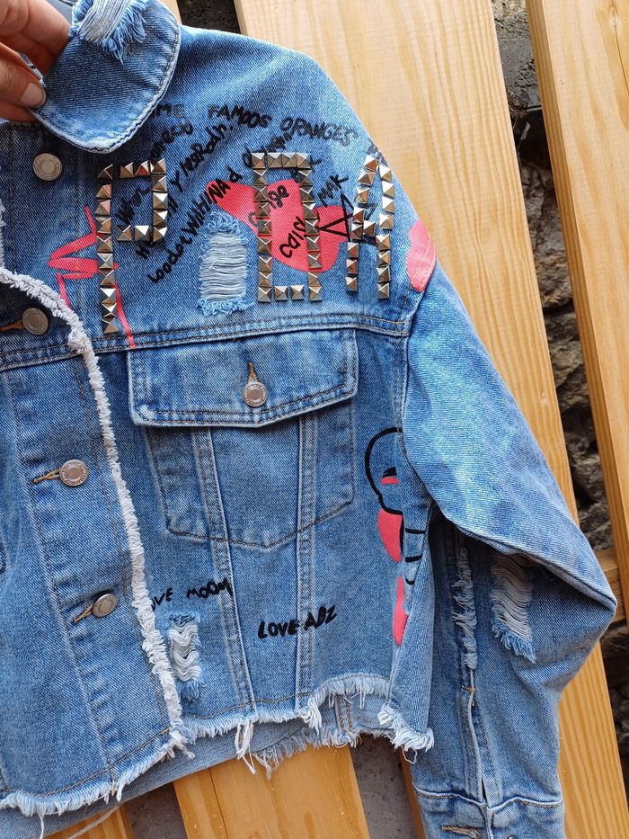 Magnifique veste en jean courte et oversize - photo numéro 5