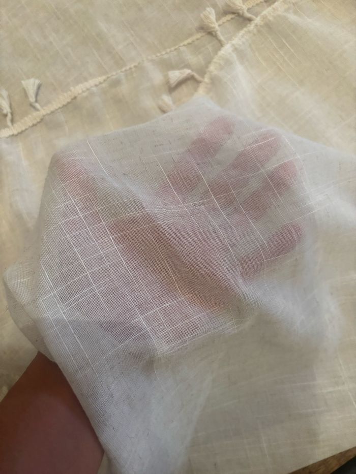 Nappe Lin Bohème 140x180 - Glands Écru - neuve (Erreur de Taille) - photo numéro 3