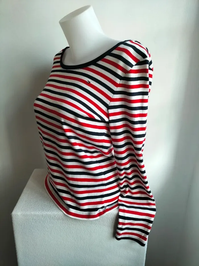 Pull Femmes Fin et Léger 100% Coton style Marinière - Tommy Hilfiger - Taille L - photo numéro 4