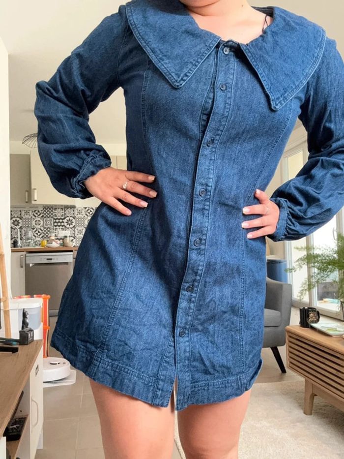 Robe courte en jean baby doll Zara taille XL - photo numéro 5