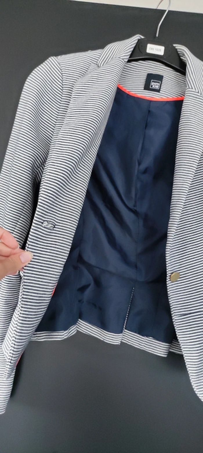 Veste blazer rayée blanc et marine - photo numéro 3