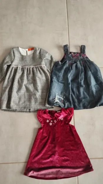 Lot de 3 robes bebe fille 18 mois