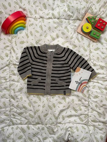 Gilet rayé gris 6 mois Kitchoun