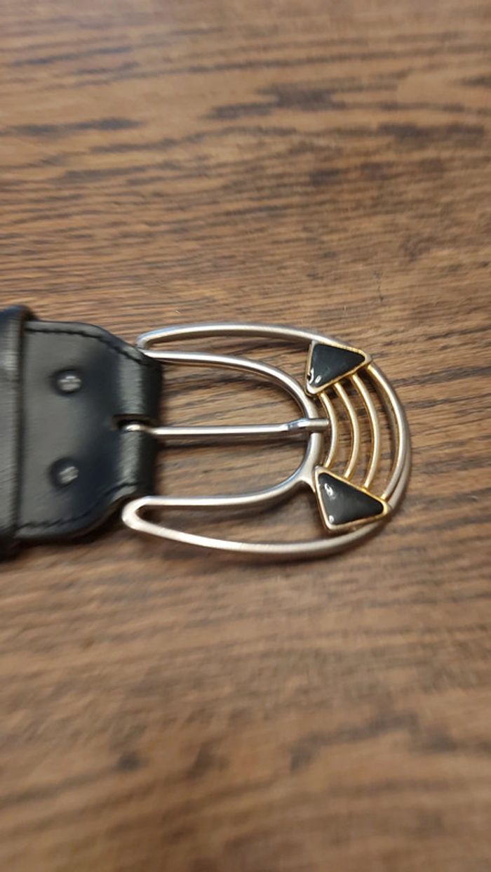 Ceinture en cuir noir réglable de 80cm à 95cm - photo numéro 7
