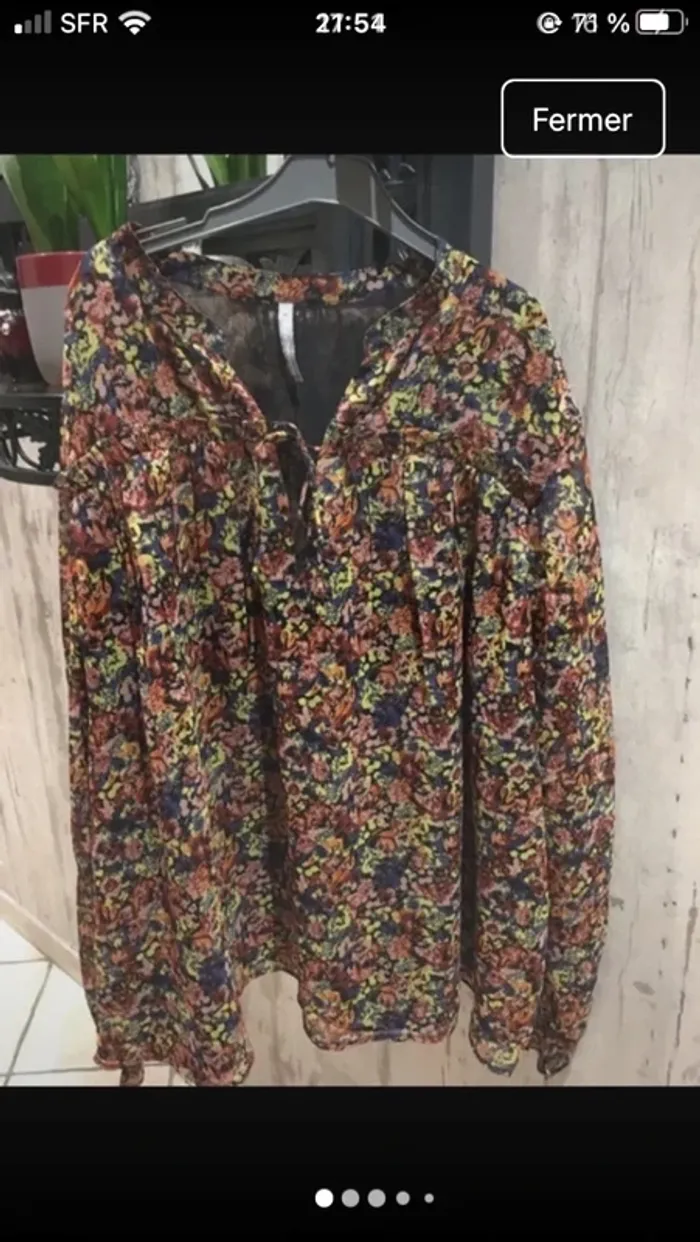 Superbe blouse moderne et sophistiquée en 50 de marque Blanche Porte excellent état