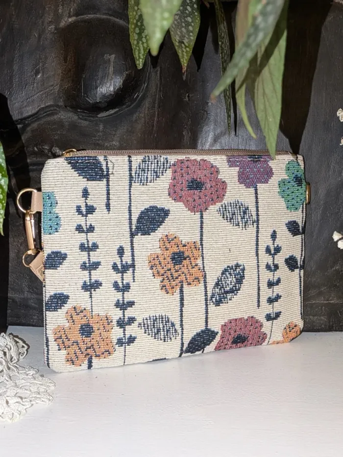 Élégant sac à main en tissu brodé fleuri - photo numéro 2