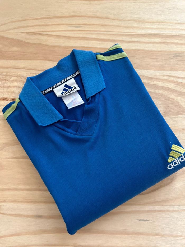 Polo de sport Adidas vintage taille L couleur bleu & vert. - photo numéro 10