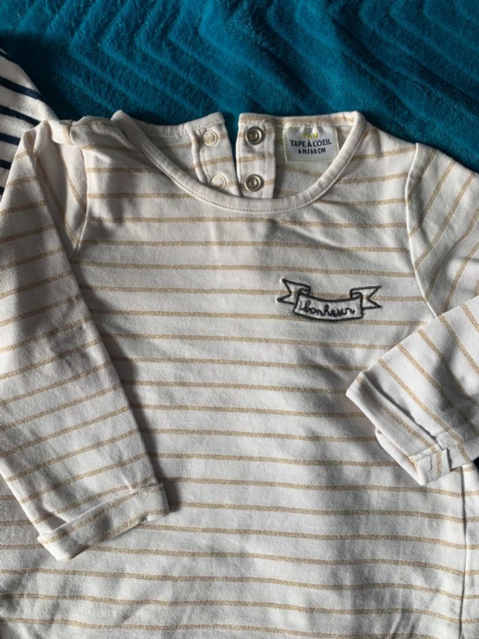 Lot 2 tee shirts fille 6 mois - photo numéro 2