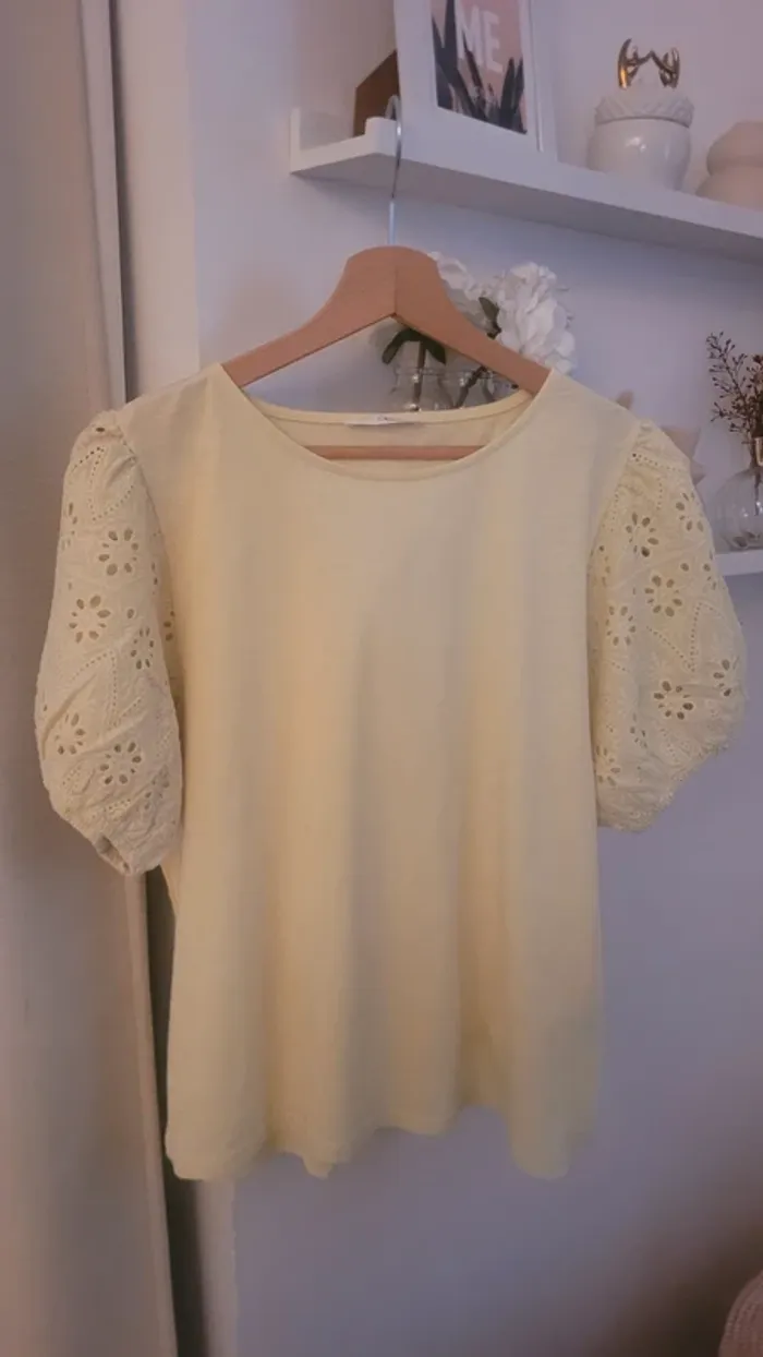 T-shirt manches bouffantes jaune xl - photo numéro 3
