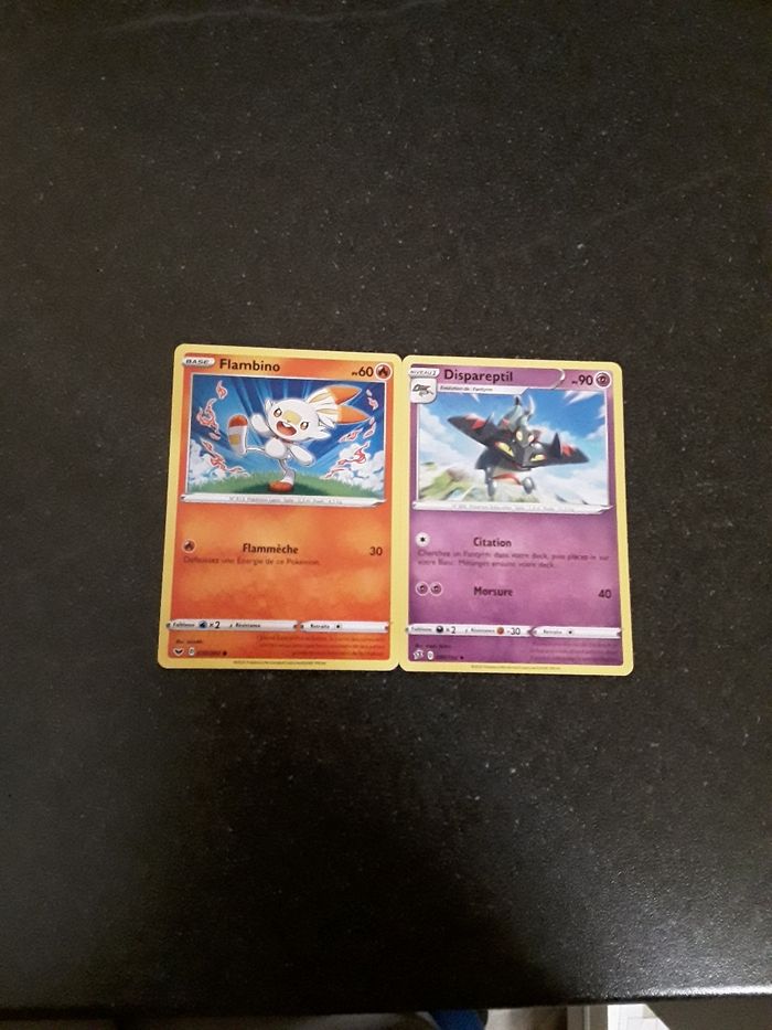 Flambino + Dispareptil lot de 2 cartes Pokémon neuves