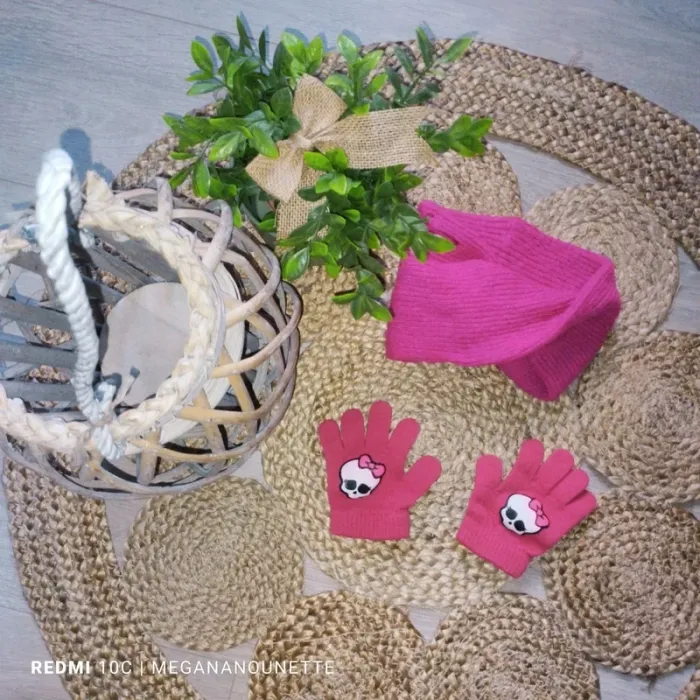 💗 Snood & Gants Rose Fluo – TAO Tape à l’Œil – Taille 3-5 Ans - photo numéro 2