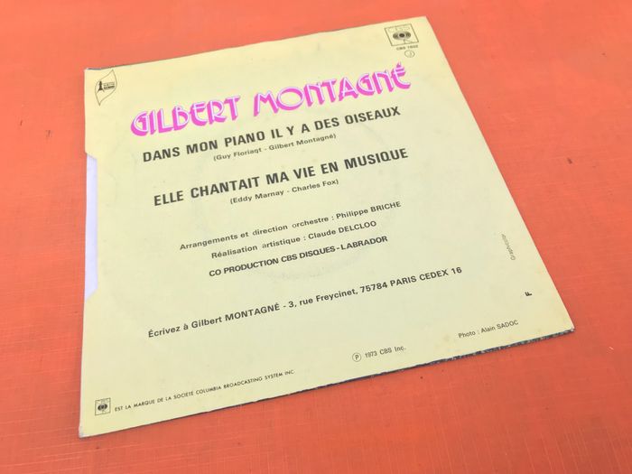 Vinyle 45 tours Gilbert Montagné Dans mon piano Il y a des oiseaux (1973) CBS 1502 - photo numéro 5
