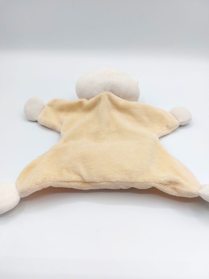 Doudou plat ours jaune blanc SUCRE D’ORGE pyjama bleu jaune rouge Sos doudou - photo numéro 3