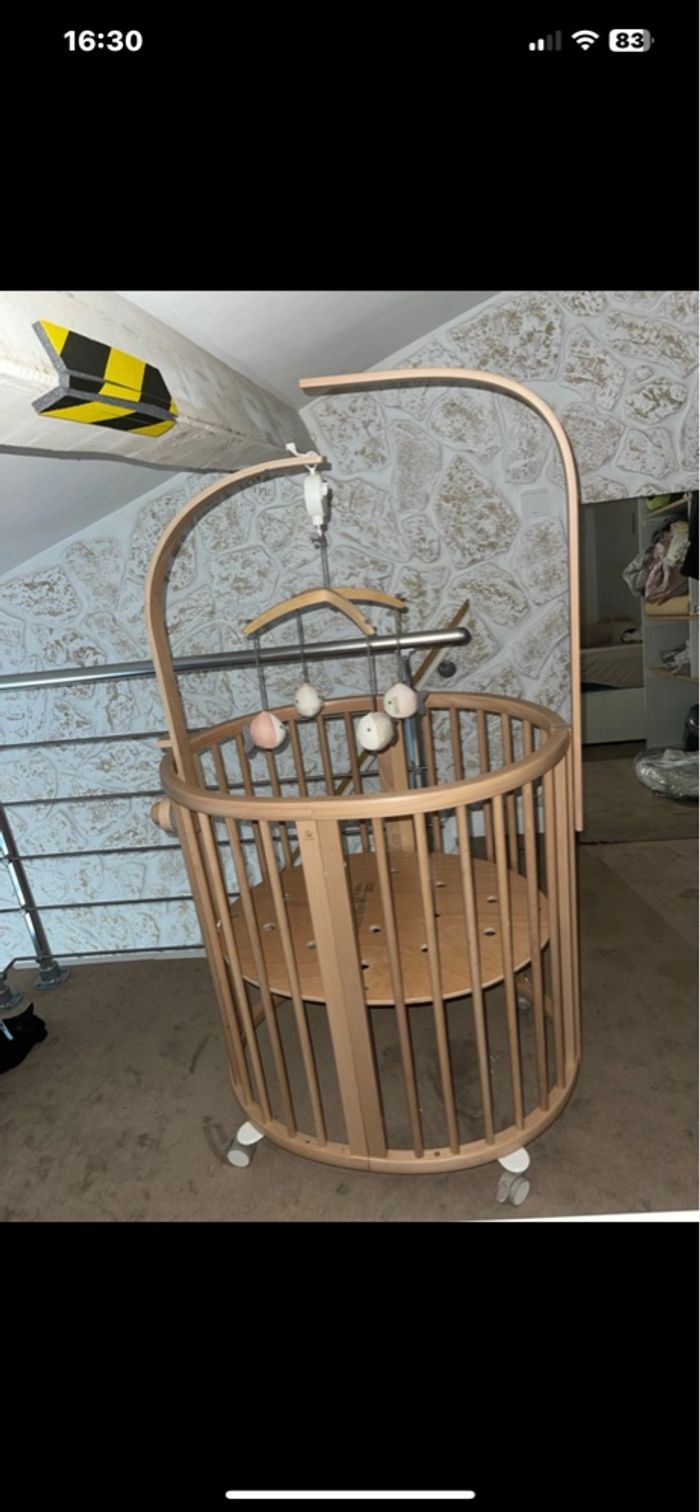 Lit à barreaux stokke mini+matelas,voile de lit mobile drap - photo numéro 2