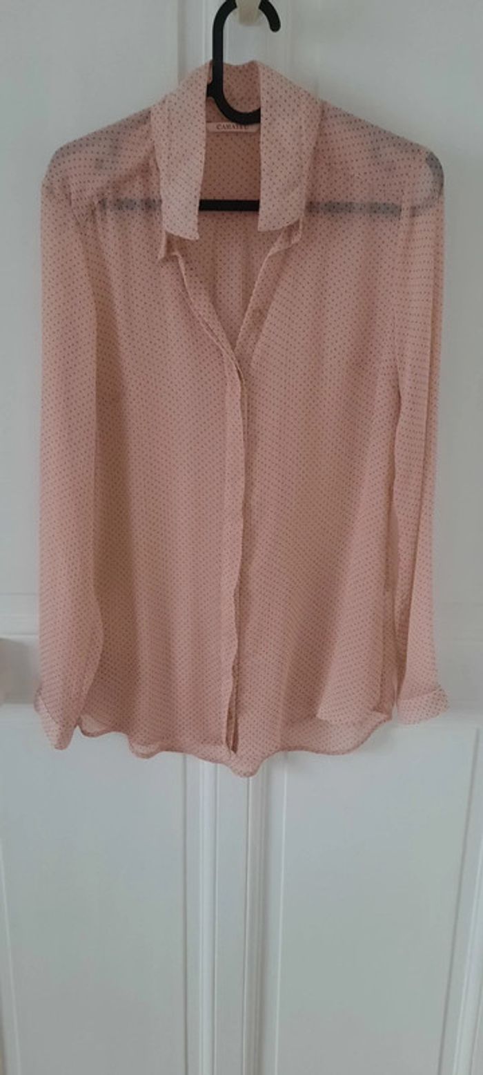 Chemise légère rose pâle à petits pois Camaïeu - photo numéro 3