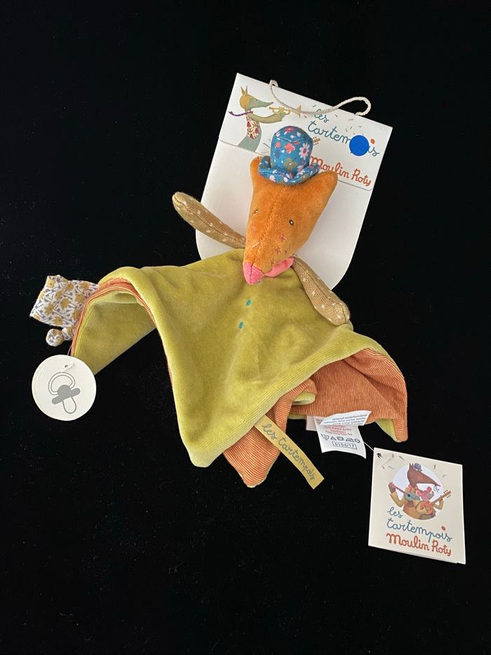 ❤️Doudou plat mouchoir les tartempois loup renard Moulin roty