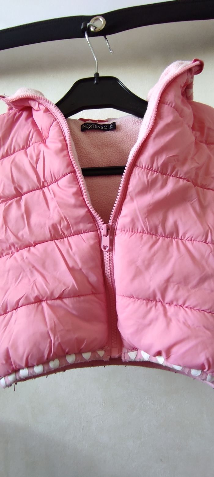 Manteau doudoune rose intérieur polaire 2 ans 86cm - photo numéro 3