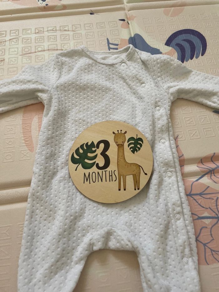 Pyjama blanc velours Kiabi 3 mois - photo numéro 2