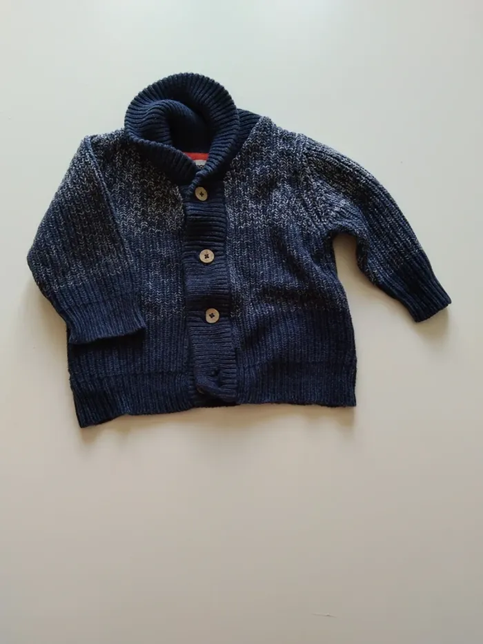pull gilet bleu chiné tao garcon 12 mois