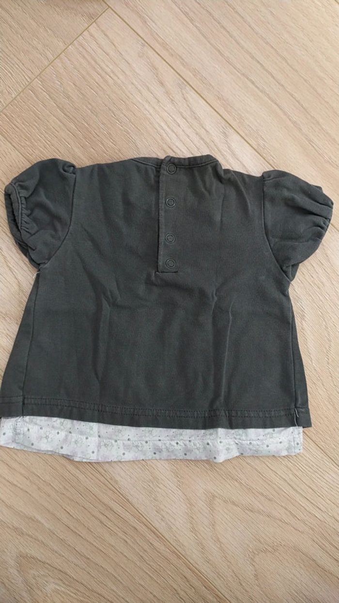 T-shirt 2 en 1 gris blanc bouton pailette - photo numéro 5
