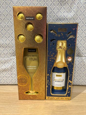 Coffret de Bain "Flûte & Champagne" Or / Bleu