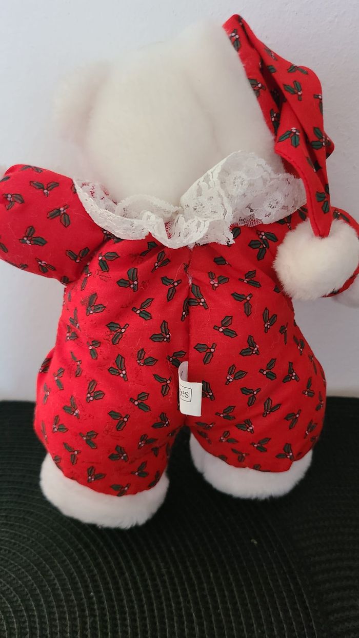 Ours des Fêtes vintage, peluche peluche ours blanc - photo numéro 2