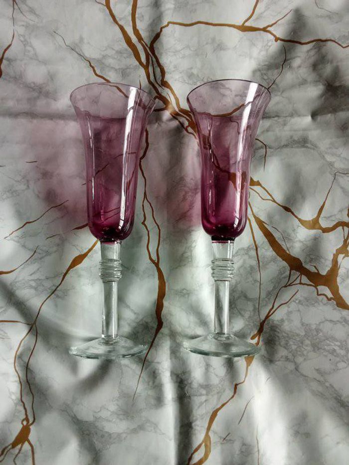 Lot de 2 flute a champagne prune