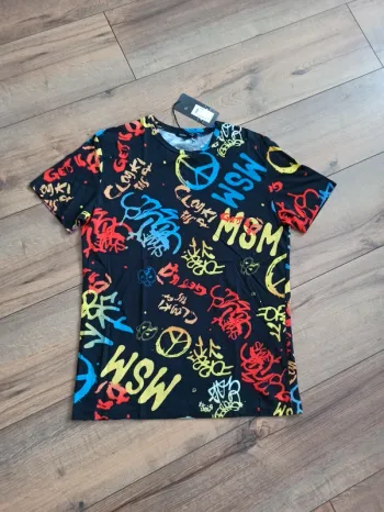 Tee shirt noir imprimé manches courtes homme L