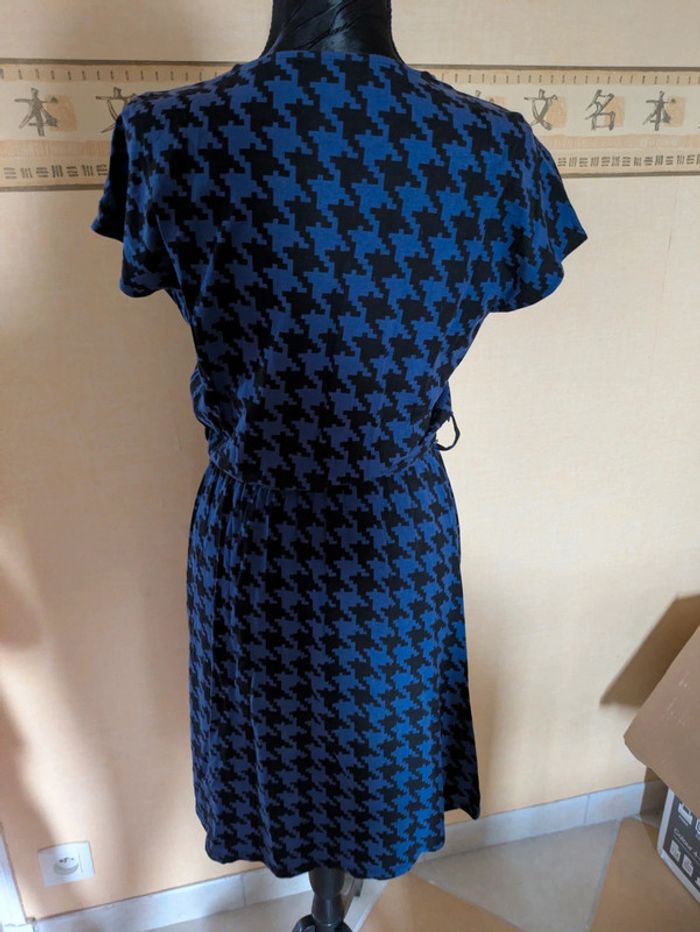 Robe violette été manches courtes chic xs 34 sr très bon état pied de poule - photo numéro 3