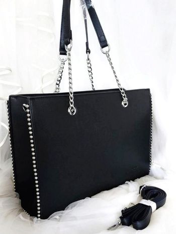 Cabas chaînes perles noir