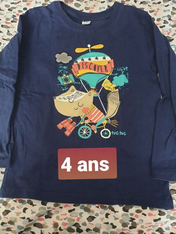 Tshirt tuc tuc montgolfière bleu 4 ans