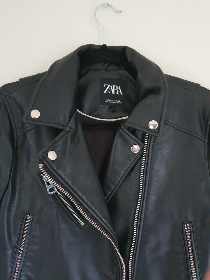 Veste perfecto femme simili cuir noire Zara M - photo numéro 2