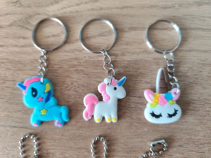 Lot de 6 porte clés Licorne et coeur - photo numéro 3