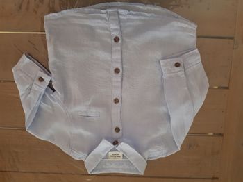 Chemise bébé bleu clair manches longues – 6 mois