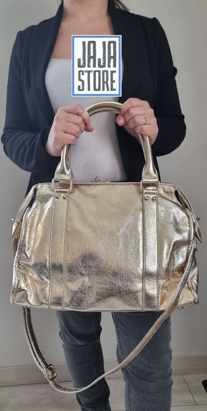 Grand sac à main doré brillant (cours, ville)idéal St Valentin💖 - photo numéro 3