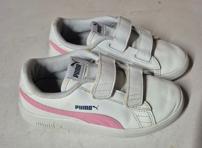 Basket fille à scratch puma cuir blanc et rose taille 34 - photo numéro 3