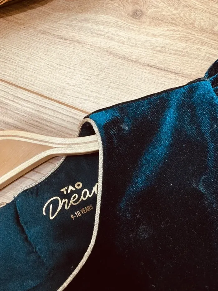 Taille 10 ans Robe longue créateur fille TAO bleu marine doré * velours tulle * 💙 - photo numéro 6