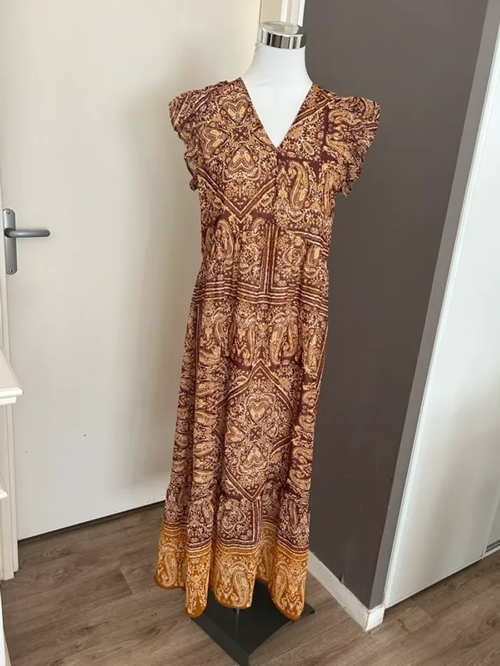 La fée maraboutée robe longue été imprimée cachemire femme, taille M